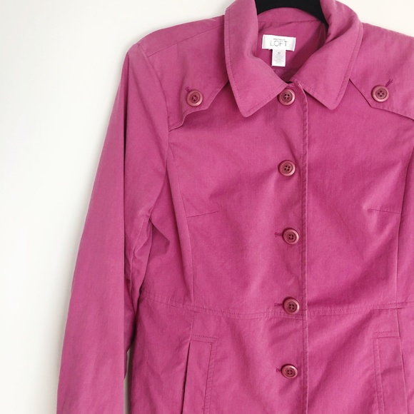 Ann Taylor LOFT Pink Long Sleeve Pea Coat Jacket - Picture 5 of 6